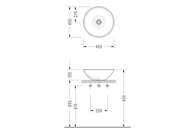 Раковина накладная (45х45) Serel 2012