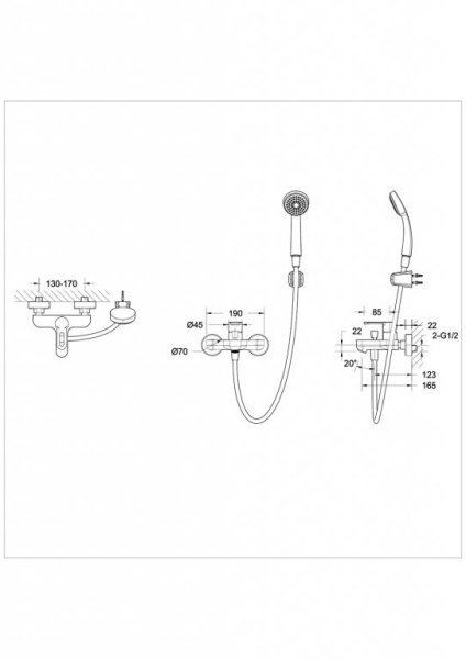 Смеситель для ванны с коротким изливом  Bravat Stream-D F637163C-B