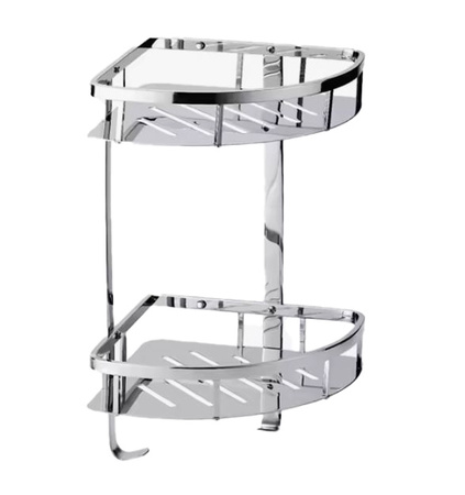 Полка для ванной 2-х ярусная угловая WONZON & WOGHAND, хром WW-4142