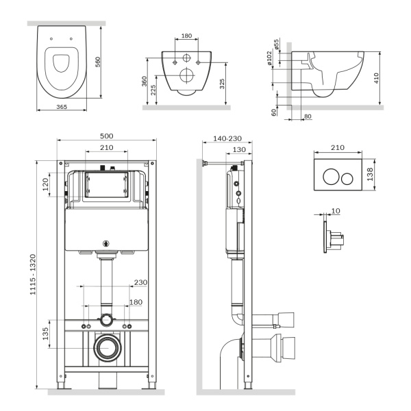 Комплект унитаза с инсталляцией Am.Pm Awe IS49051.111738