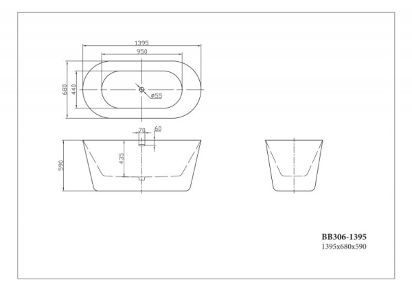 Акриловая ванна (140x68) BelBagno BB306-1395 Акриловая ванна (140x68) BelBagno BB306-1395