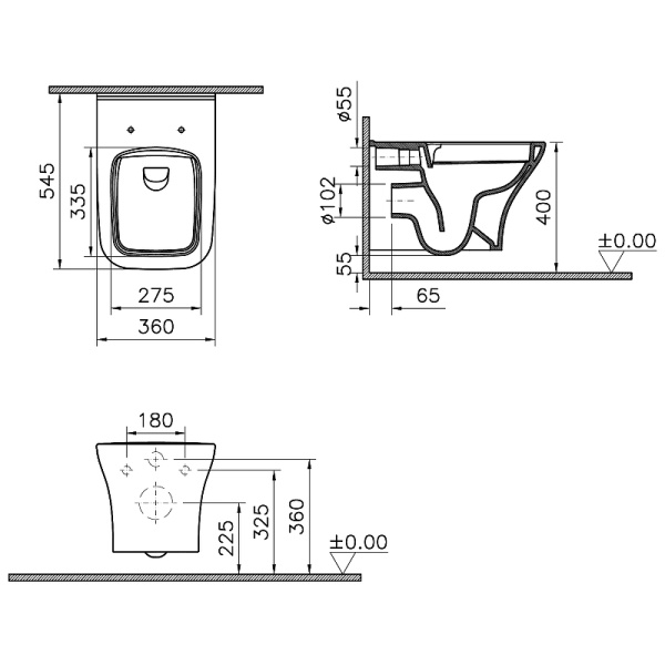 Инсталляция с унитазом Vitra Zentrum Square 9875B003-7201