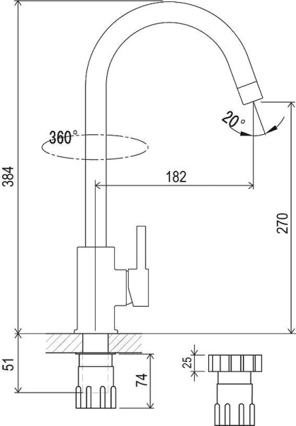 Смеситель для кухни Ravak Suzan KM 016.00 X070039