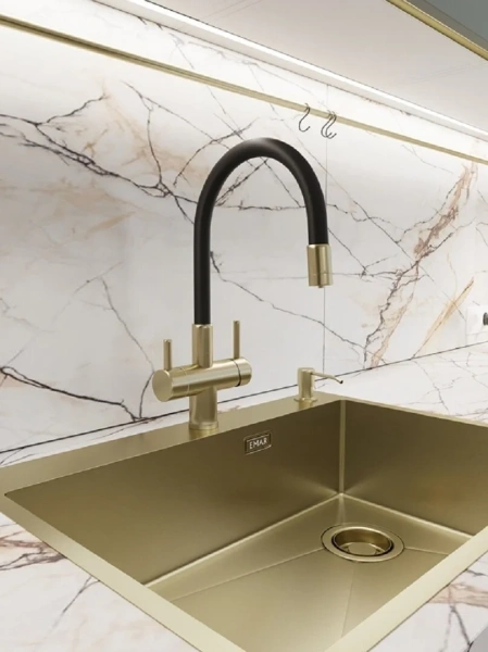 Смеситель для кухни EMAR ЕС - 3015 PVD Matt Gold