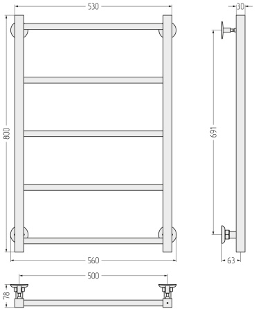 Полотенцесушитель водяной Стилье Версия-КН (800х500) 17640-8050