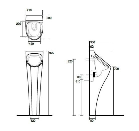 Писсуар напольный Kerasan Aquatech 373001 белый