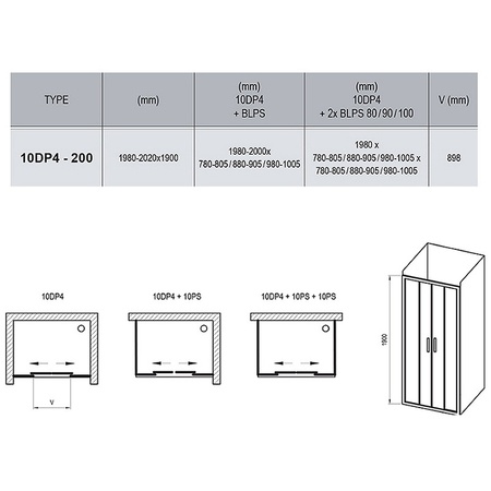 Душевая дверь Ravak 10° 10DP4 200 0ZKK0C00Z1