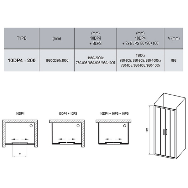Душевая дверь Ravak 10° 10DP4 200 0ZKK0C00Z1