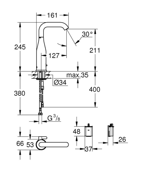 Инфракрасная электроника для раковины со смешиванием Grohe Essence E 36445 AL0 (36445AL0) темный графит