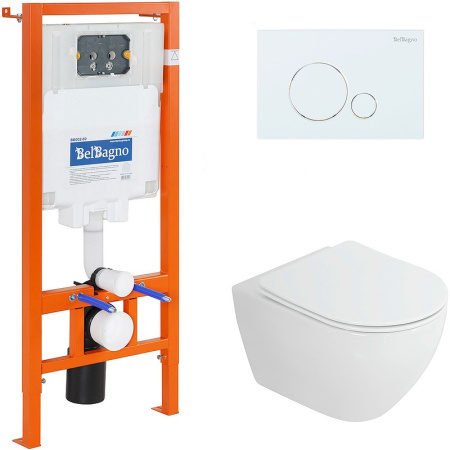 Комплект унитаза с инсталляцией BelBagno CZR-6601-TH-TOR/CZR2316SC/BB002-80/BB014-SR-BIANCO