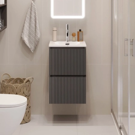 Тумба под раковину 40 BelBagno Uno UNO-MINI-400-2C-SO-GSO темно-серый матовый, без раковины