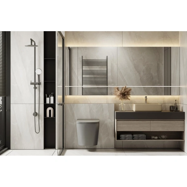 Унитаз ABBER Bequem AC1102TMG подвесной серый матовый, безободковый, смыв торнадо