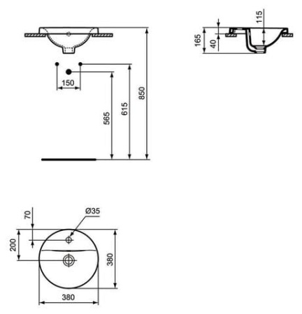 Раковина встраиваемая сверху Ideal Standard Connect E504101
