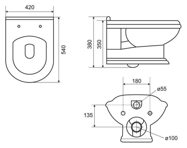 Унитаз подвесной CEZARES KING PALACE CZR-163-TH