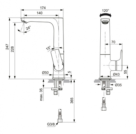 Смеситель для раковины Ideal Standard Connect Air Project A7023AA