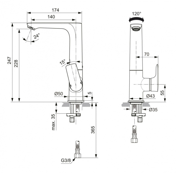 Смеситель для раковины Ideal Standard Connect Air Project A7023AA