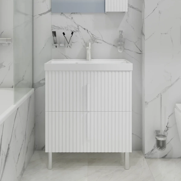 Тумба под раковину Санта Юпитер 700363 белый глянец,  без раковины