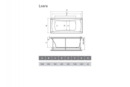 Акриловая ванна (180х80) Relisan Lora Гл000011735