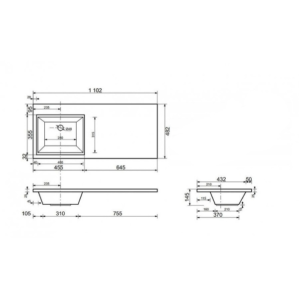 Раковина Style Line Estetus Даллас 110 L СС-00002387 левая