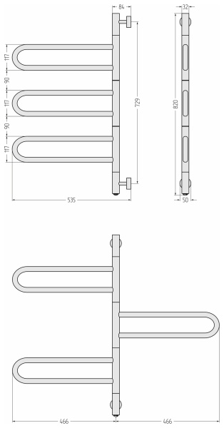 Полотенцесушитель Стилье Формат 50 (830х535) 31550-0830