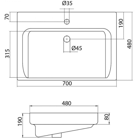 Тумба с раковиной Акватон Америна 70 1A1376K1AM010  2 ящика, белый