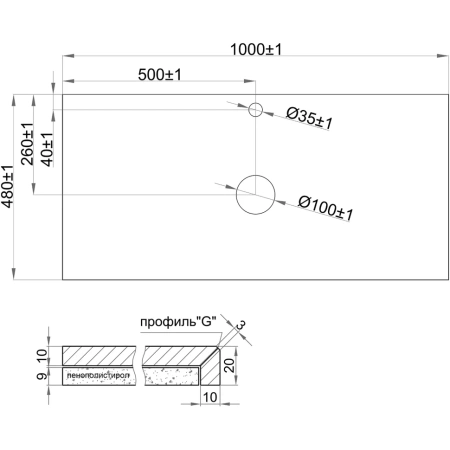 Столешница 100 см Brevita Shanel SM02-01
