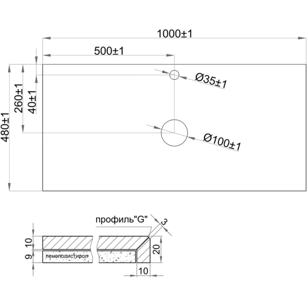 Столешница 100 см Brevita Shanel SM02-01