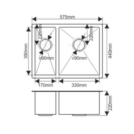 Кухонные мойки:(57,5х44х20) MELANA ProfLine H57544 с коландером, сатин