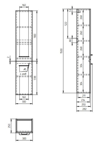 Пенал Cersanit LARA 30 орех 63417