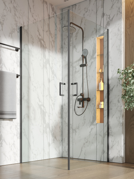 Душевая дверь без поддона (88х88) Orange E04-090TB матовый черый