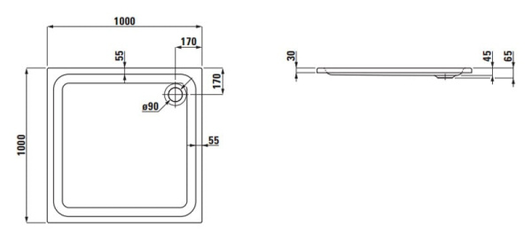 Поддон для душа Laufen Solutions 2.1150.3.000.000.1