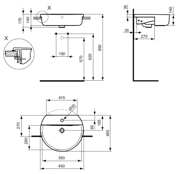 Раковина Ideal Standard CONNECT E806501, белый