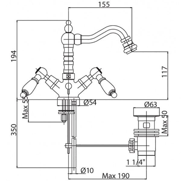 Смеситель для биде Cezares DIAMOND DIAMOND-BS2-02-Sw