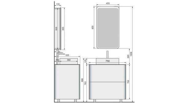 Тумба под раковину RAVAL Pure 75 напольная белая Pur.01.75/N/W