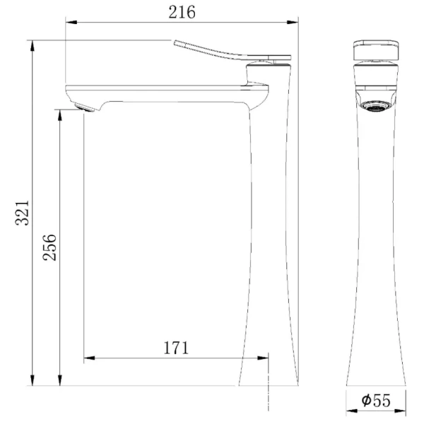 Смеситель для раковины высокий Grossman Advans 520.K35.09.210 черный матовый Смеситель для раковины высокий Grossman Advans 520.K35.09.210 черный матовый