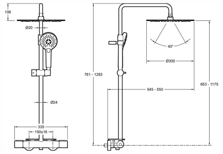 Душевая система Jacob Delafon Metro E26588-CP