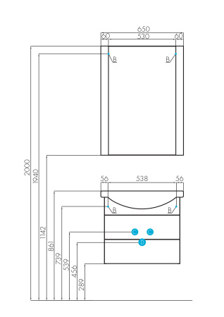Тумба с раковиной Акватон Ария 65 М 1A1233K0AA010