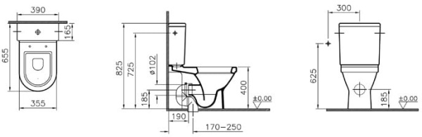 Унитаз напольный с бачком, с системой смыва Geberit, с сиденьем, функцией биде Vitra S50 9736B003-7203