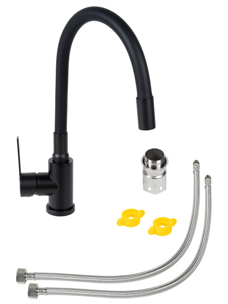 Смеситель для кухни однорычажный с гибким изливом Agger Easy A3100544 черный матовый