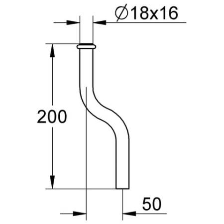 Сливная трубка для писсуара 200 мм, диам.18 мм,изгиб 50мм Grohe 37040 000 (37040000)