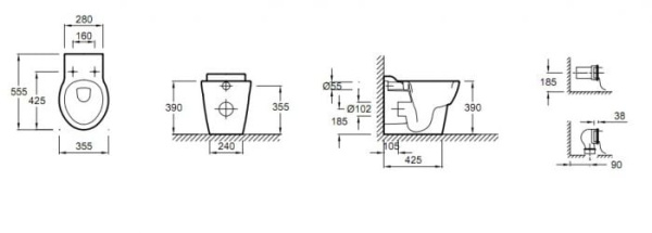 Унитаз Jacob Delafon Ove под скрытый бачок с крышкой - сидением soft close Е1584