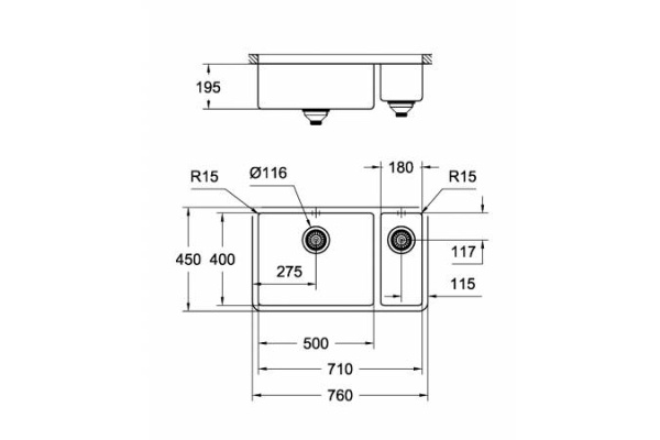 Мойка из нержавеющей стали GROHE K700U 31575 SD1 (31575SD1) хром