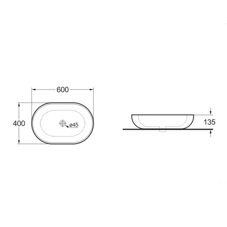 Раковина накладная (60х40) Vincea VBS-113G1 золото