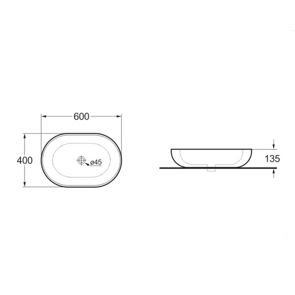 Раковина накладная (60х40) Vincea VBS-113 белый