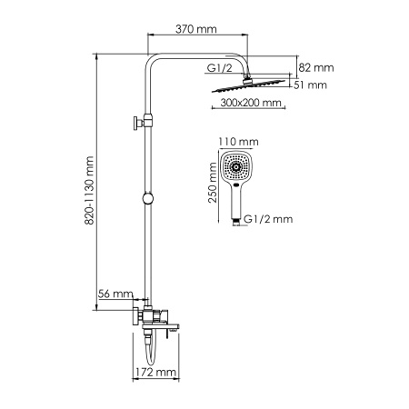 Душевая система WasserKRAFT A177.069.065.087.CH