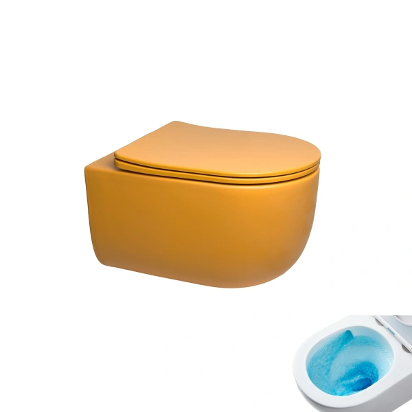 Подвесной унитаз безободковый Gid Tr2133TF-ORM, оранжевый матовый