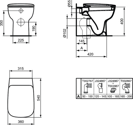 Унитаз приставной Ideal Standard Esedra T281201+T318101