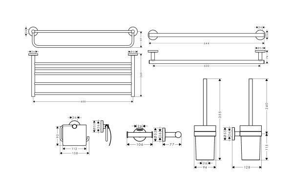 Набор аксессуаров для ванной комнаты Hansgrohe Logis Set Universal 41728000 хром