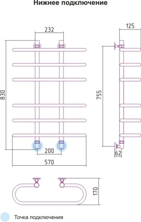 Полотенцесушитель водяной Сунержа Фурор 00-0106-8060