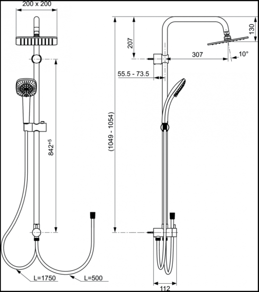 Душевая система Ideal Standard IdealRain Duo Cube A5862AA Душевая система Ideal Standard IdealRain Duo Cube A5862AA